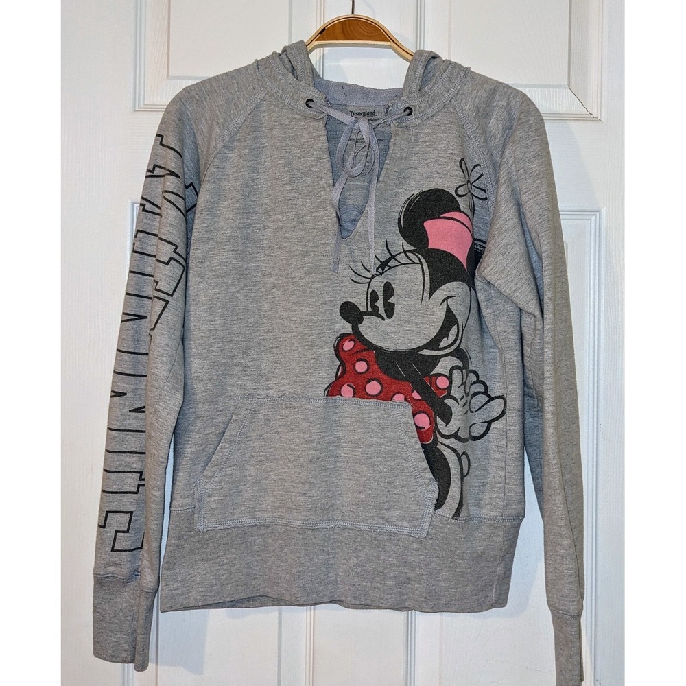Disney Parks Hoodie Minnie Mouse 28 Gray Size M Comfy Pockets Pullover